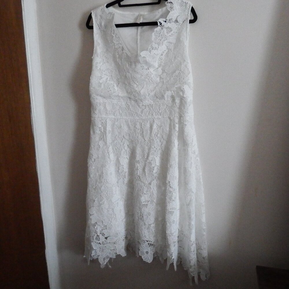 Kimilily Plus Cream Lace Empire Waist Dress Size XXL